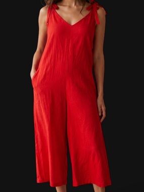 Red Linen Jumpsuit